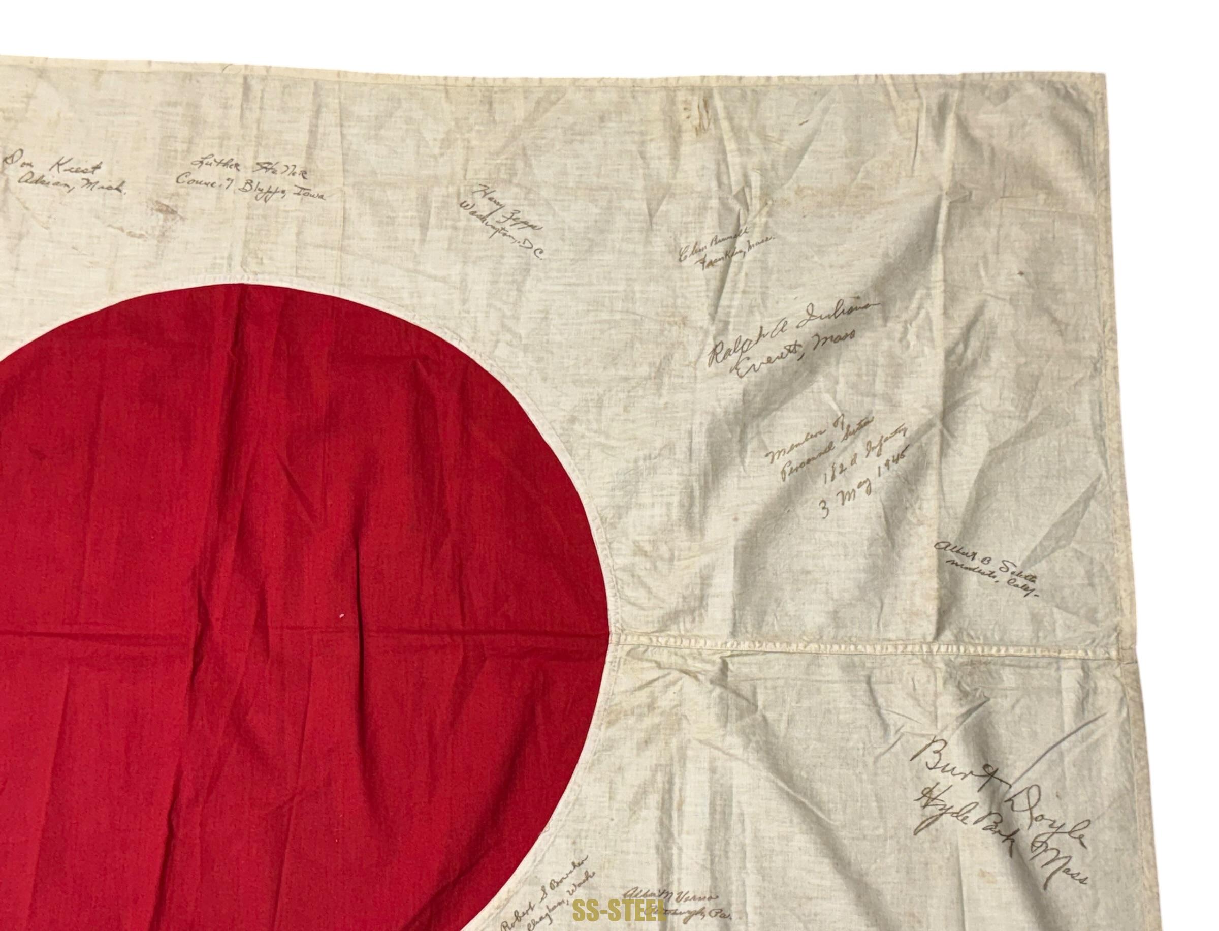 Captured Japanese Barracks Flag-Veteran Signed 182nd Infantry - Image 9