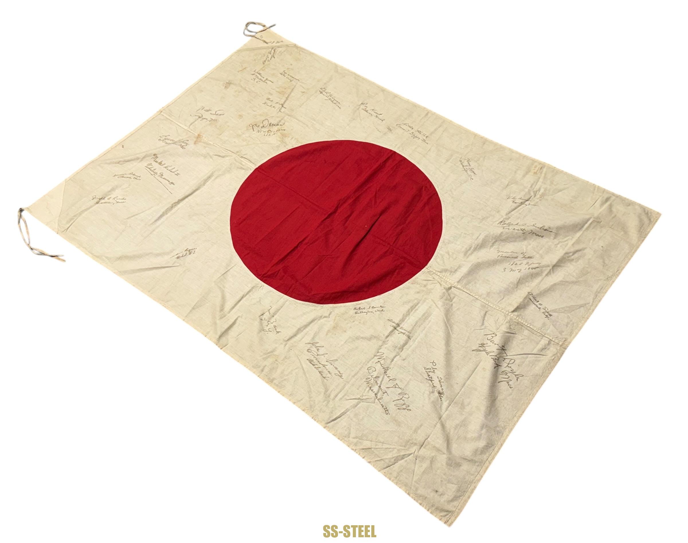 Captured Japanese Barracks Flag-Veteran Signed 182nd Infantry