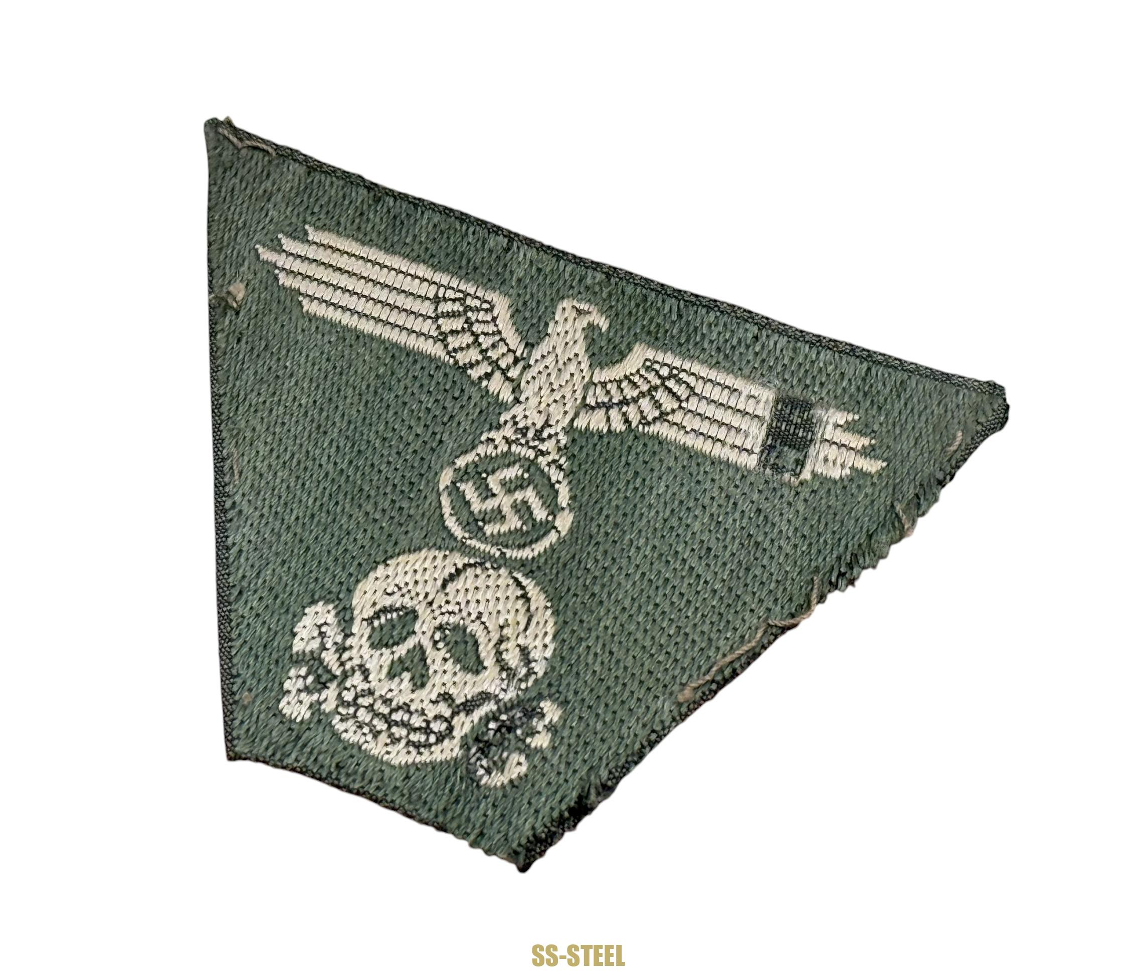 Feldgrau SS M43 Cap Trapezoid Insignia -Uniform Removed - Image 2