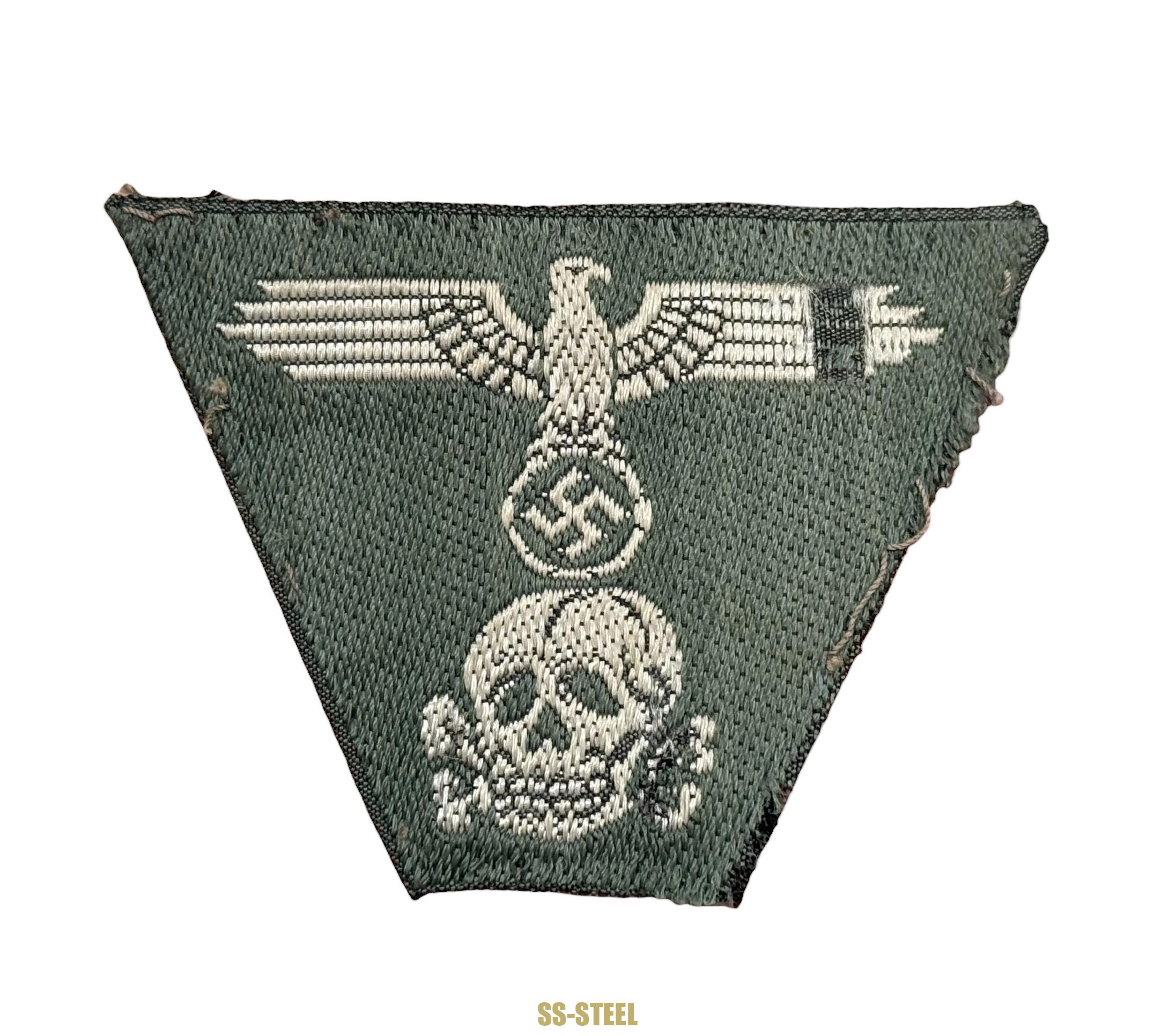 Feldgrau SS M43 Cap Trapezoid Insignia -Uniform Removed - Image 4