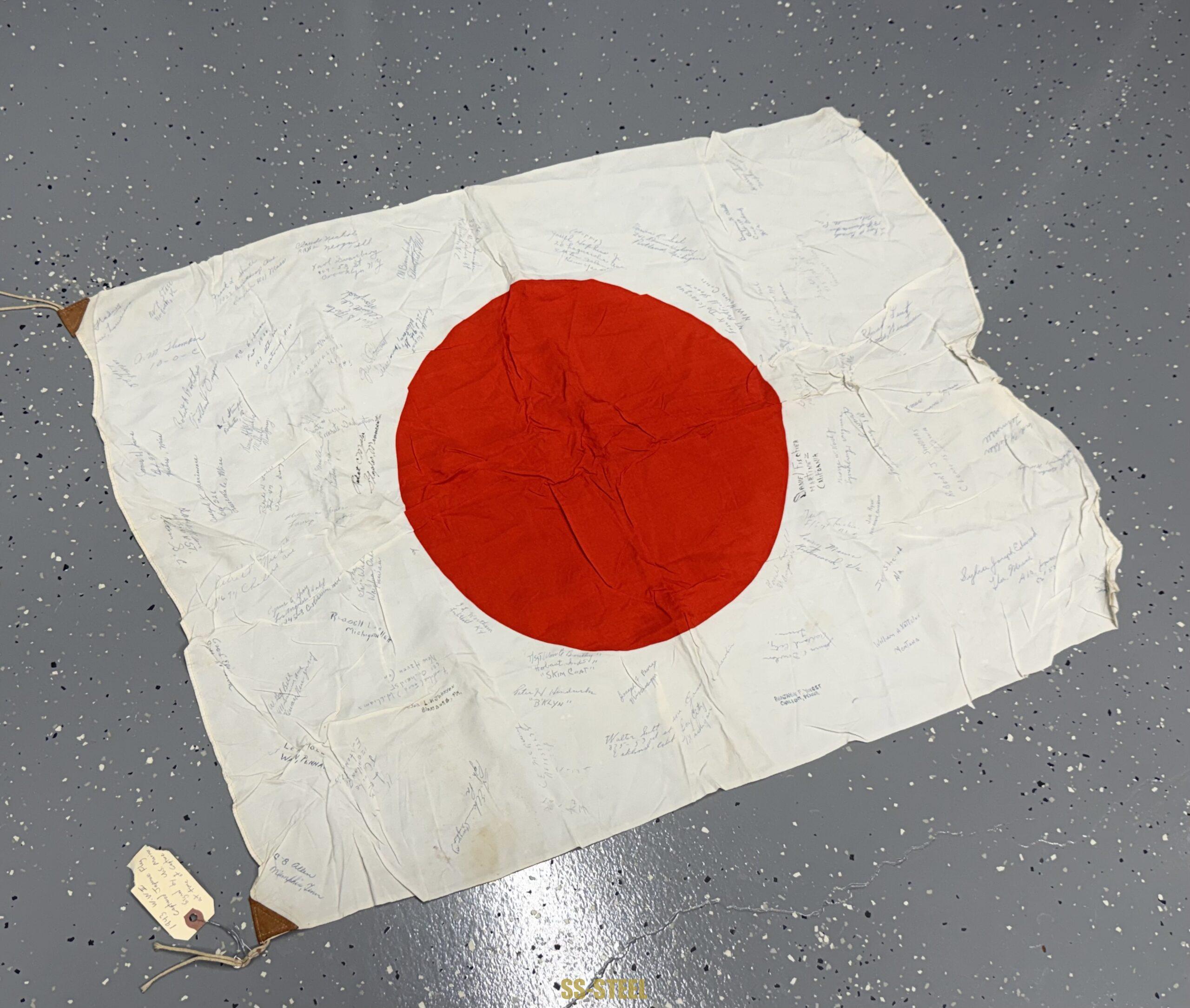 WWII Japanese Flag -US VET SIGNED MARINES - Image 3