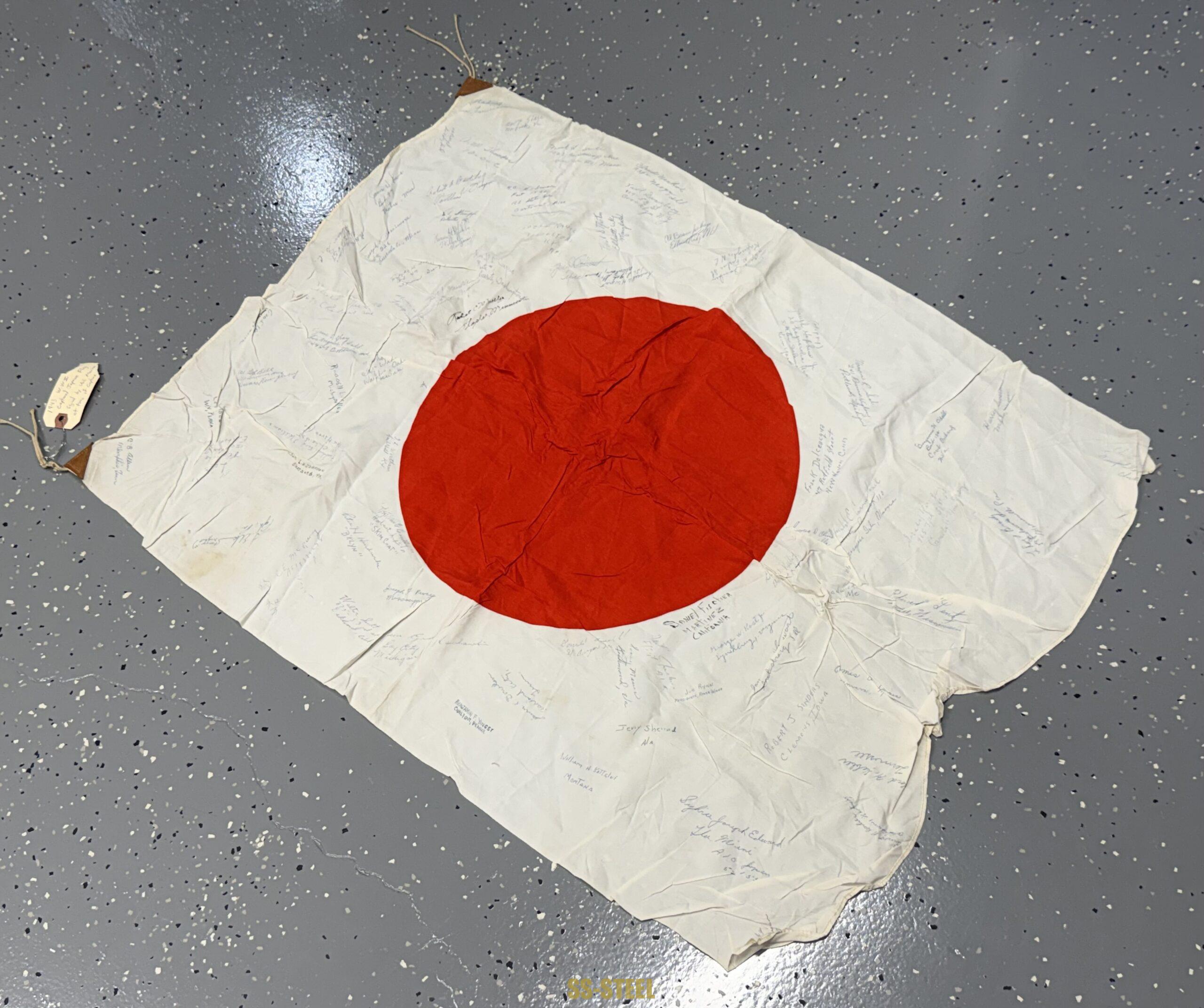 WWII Japanese Flag -US VET SIGNED MARINES - Image 4