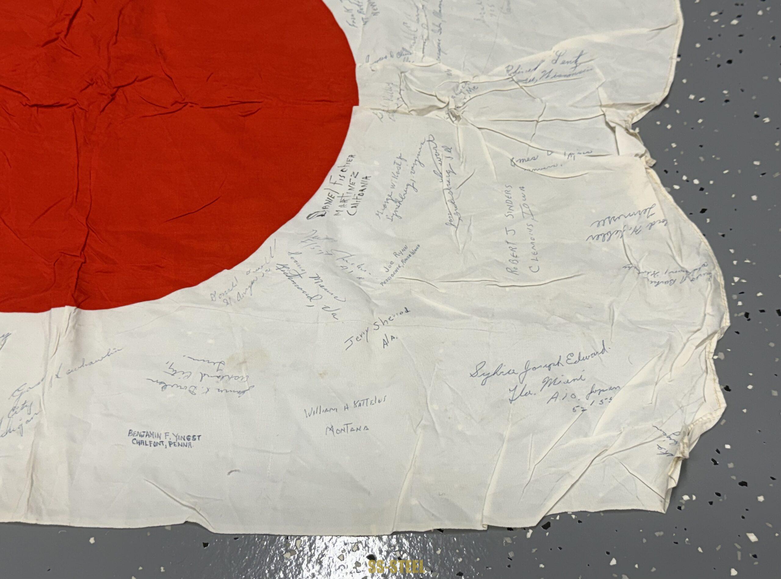 WWII Japanese Flag -US VET SIGNED MARINES - Image 5