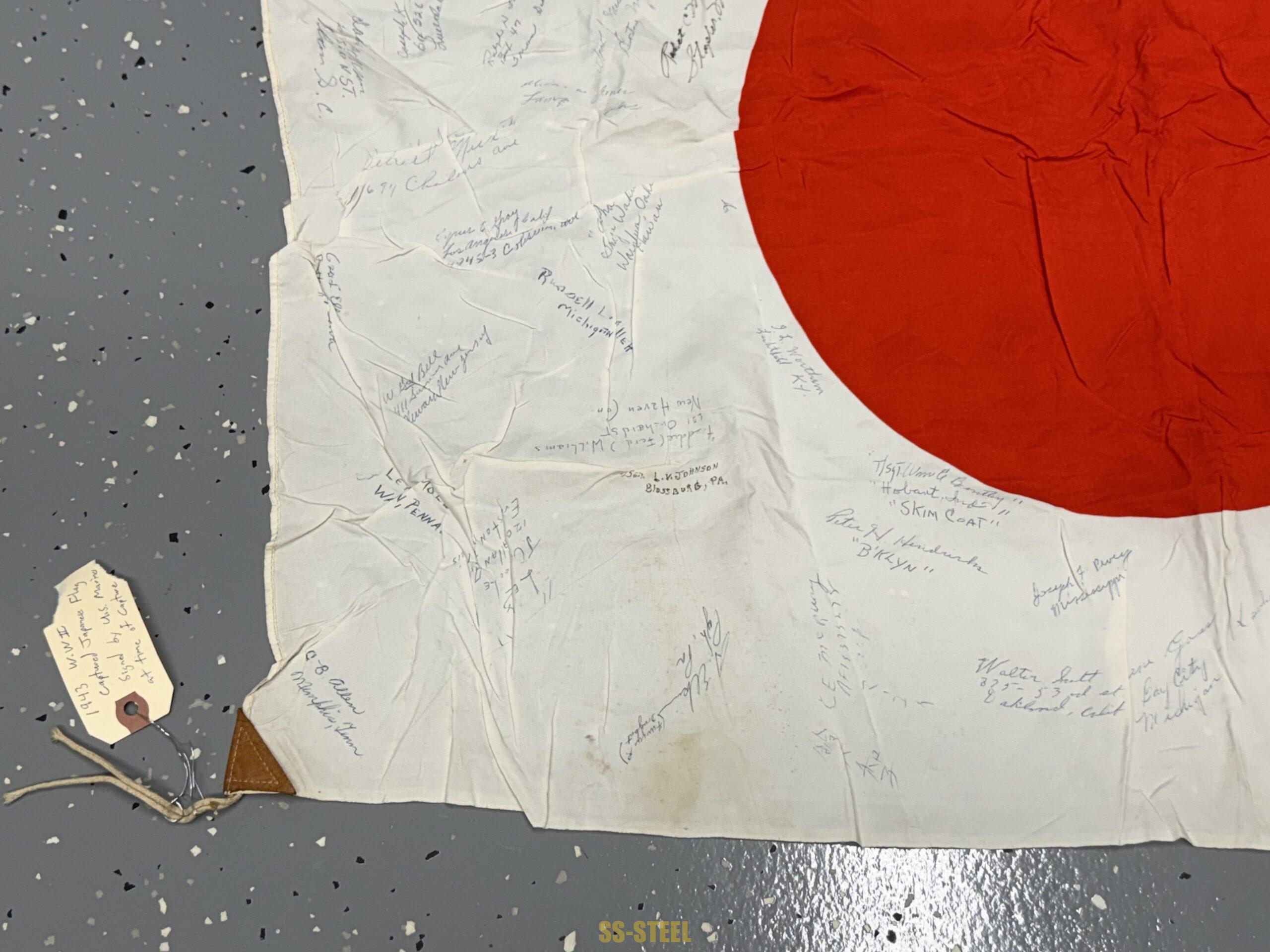 WWII Japanese Flag -US VET SIGNED MARINES - Image 8