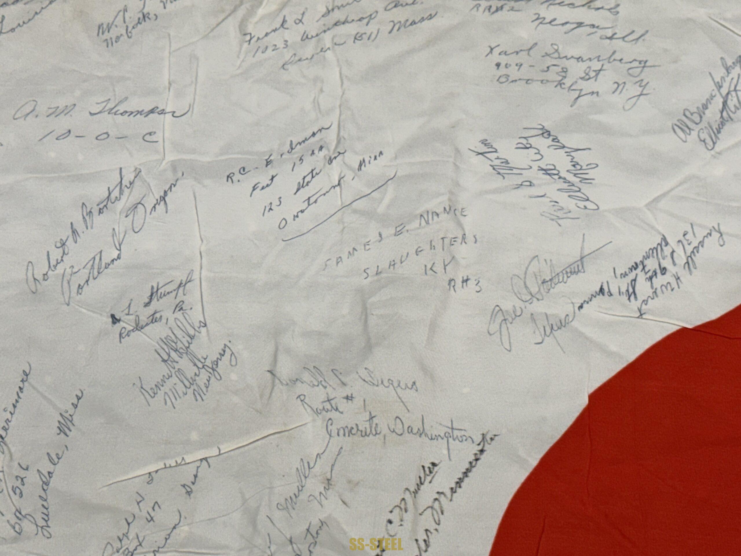 WWII Japanese Flag -US VET SIGNED MARINES - Image 9