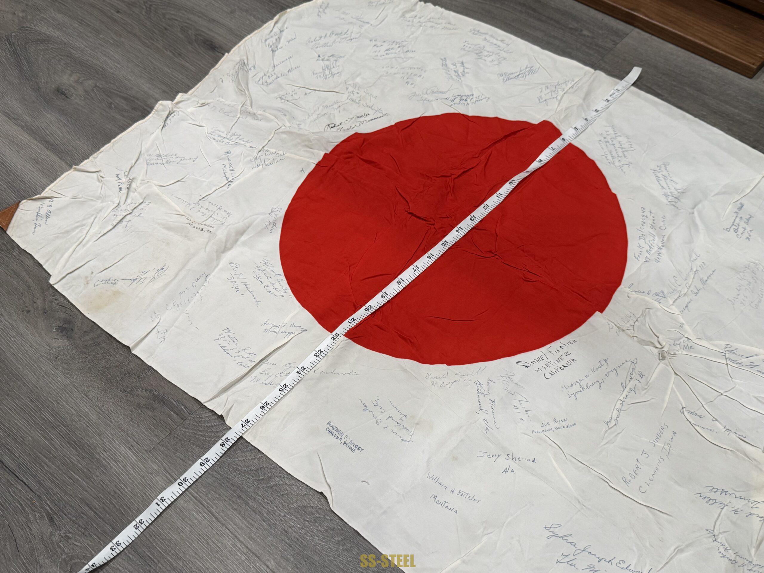 WWII Japanese Flag -US VET SIGNED MARINES - Image 16