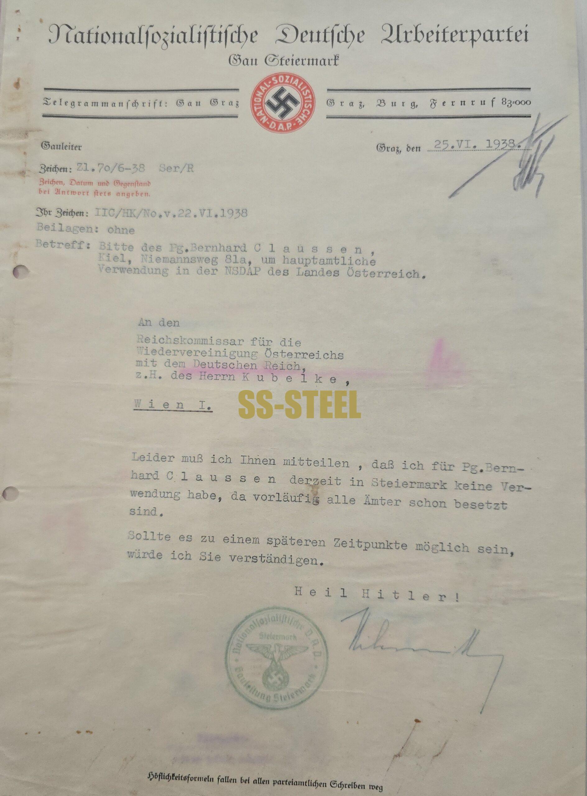 100-Plus Rare and Historic Documents Pertaining to the 1938 Anschluss of Austria - Image 2