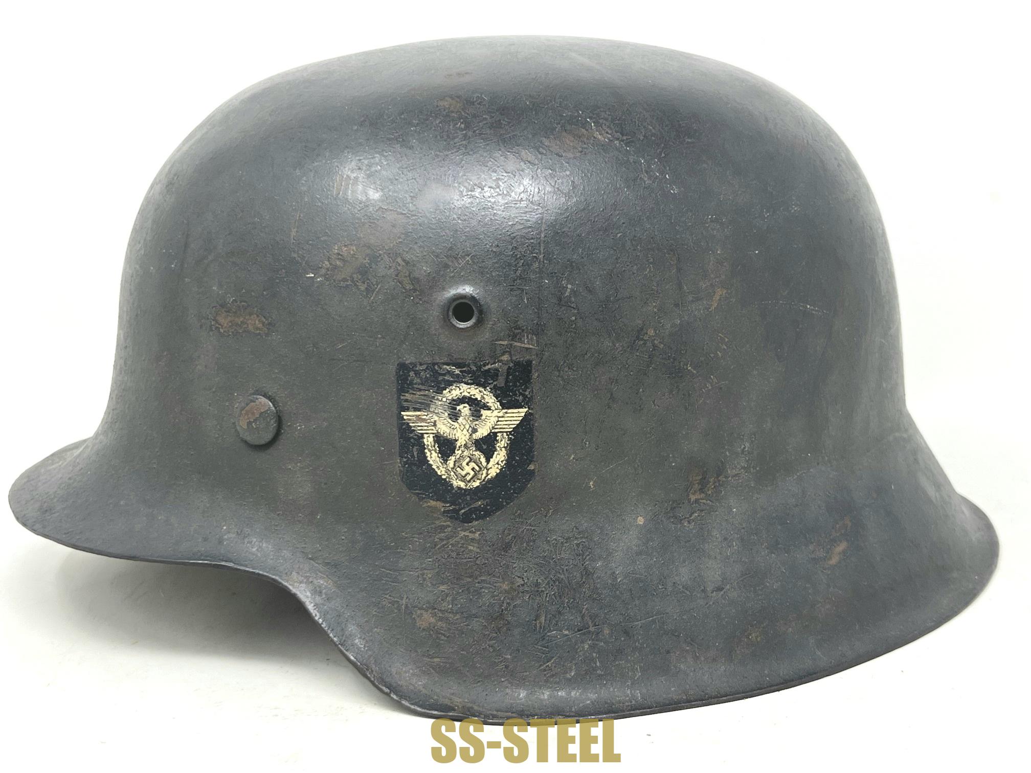 HOLD (c.j.) Huge M42 Polizei Helmet, Anzio Vet