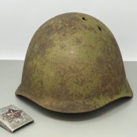 SSH-39 Helmet and RUSSIAN Capture German Heer Buckle--Battle Damaged