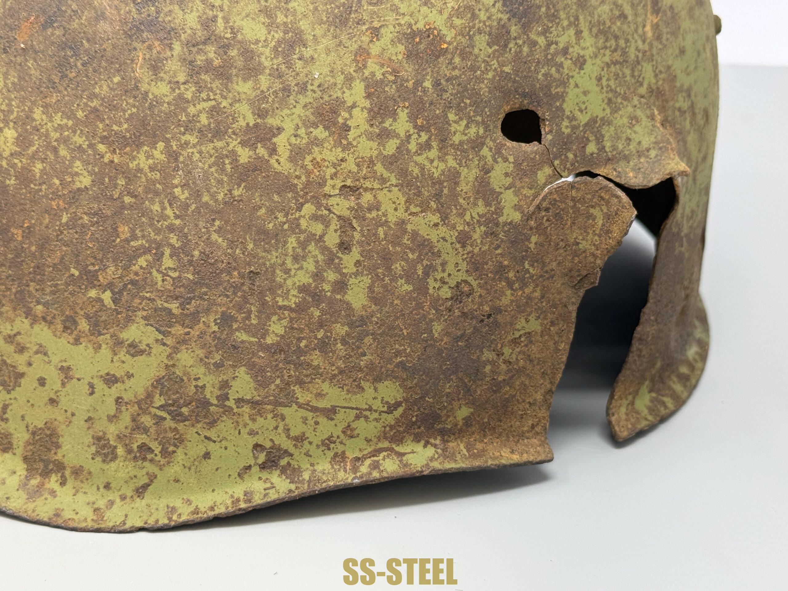 SSH-39 Helmet and RUSSIAN Capture German Heer Buckle--Battle Damaged - Image 16