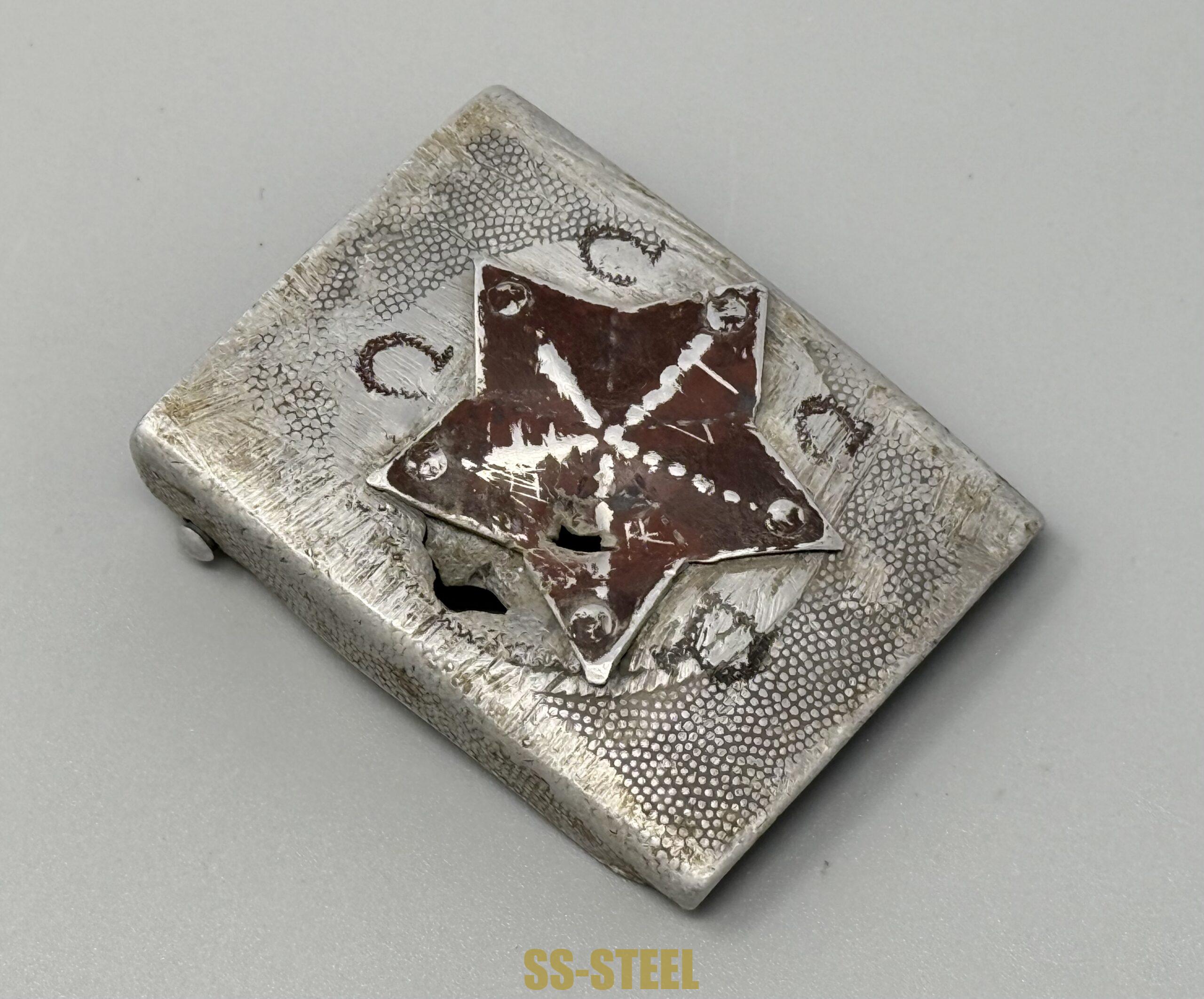 SSH-39 Helmet and RUSSIAN Capture German Heer Buckle--Battle Damaged - Image 21