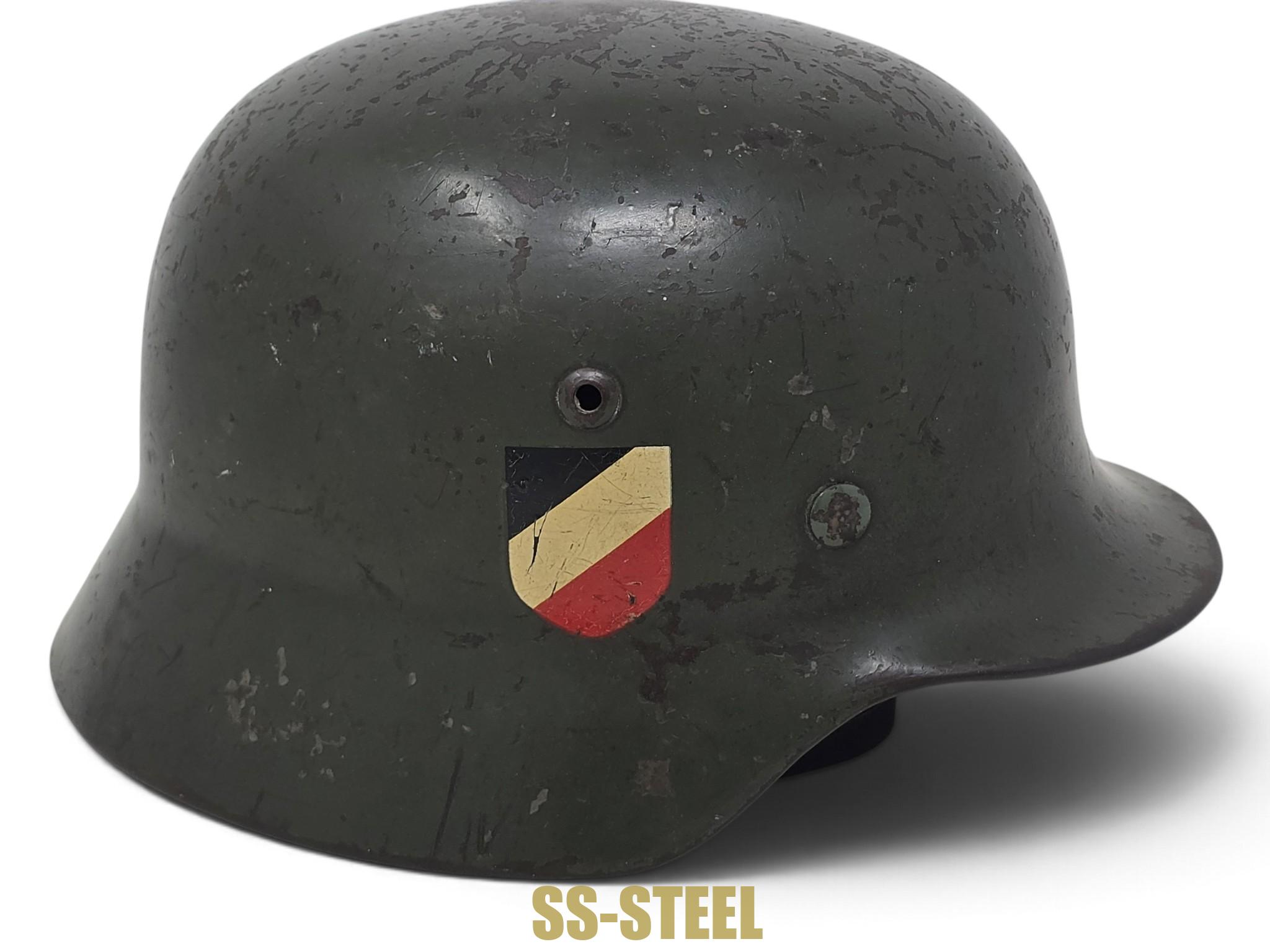 Fine Service Used Heer M35 Double Decal Helmet - Image 12