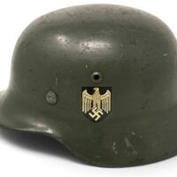 Fine Service Used Heer M35 Double Decal Helmet
