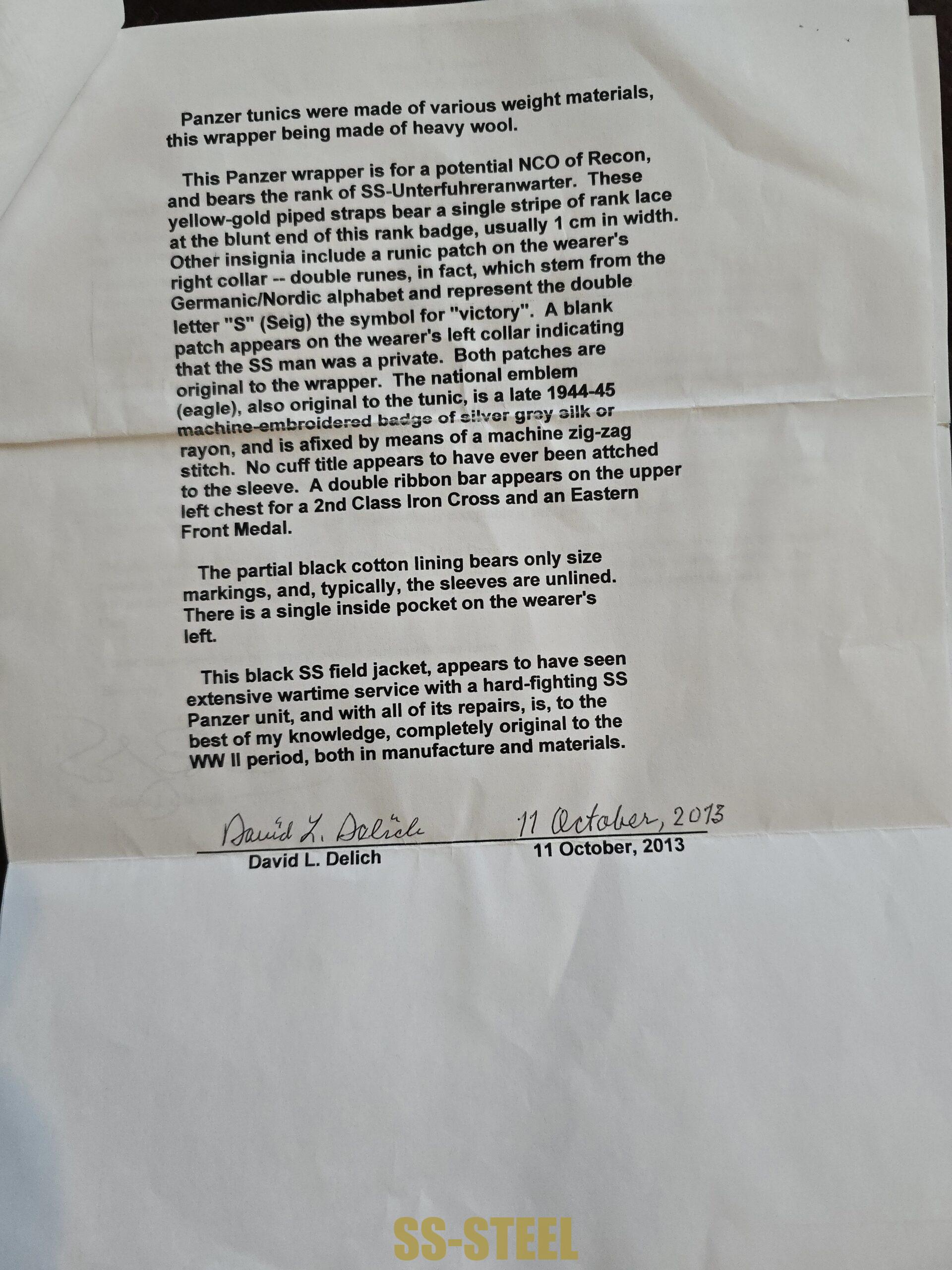 Fine, Original Waffen-SS Panzer Wrap, Delich Letter - Image 3