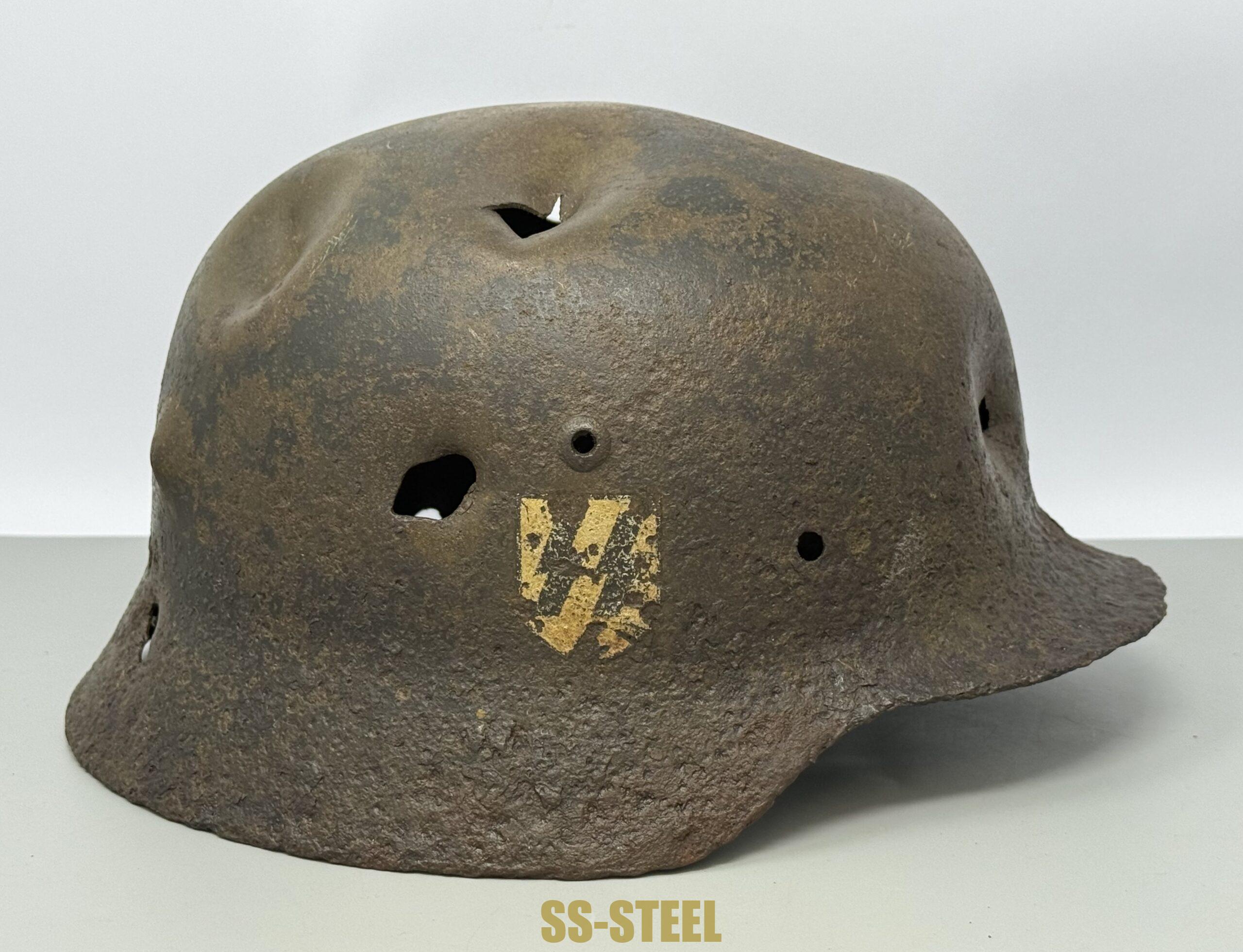 SS M35 Double Decal Helmet and M24 Grenade - Battle Damaged - Image 2