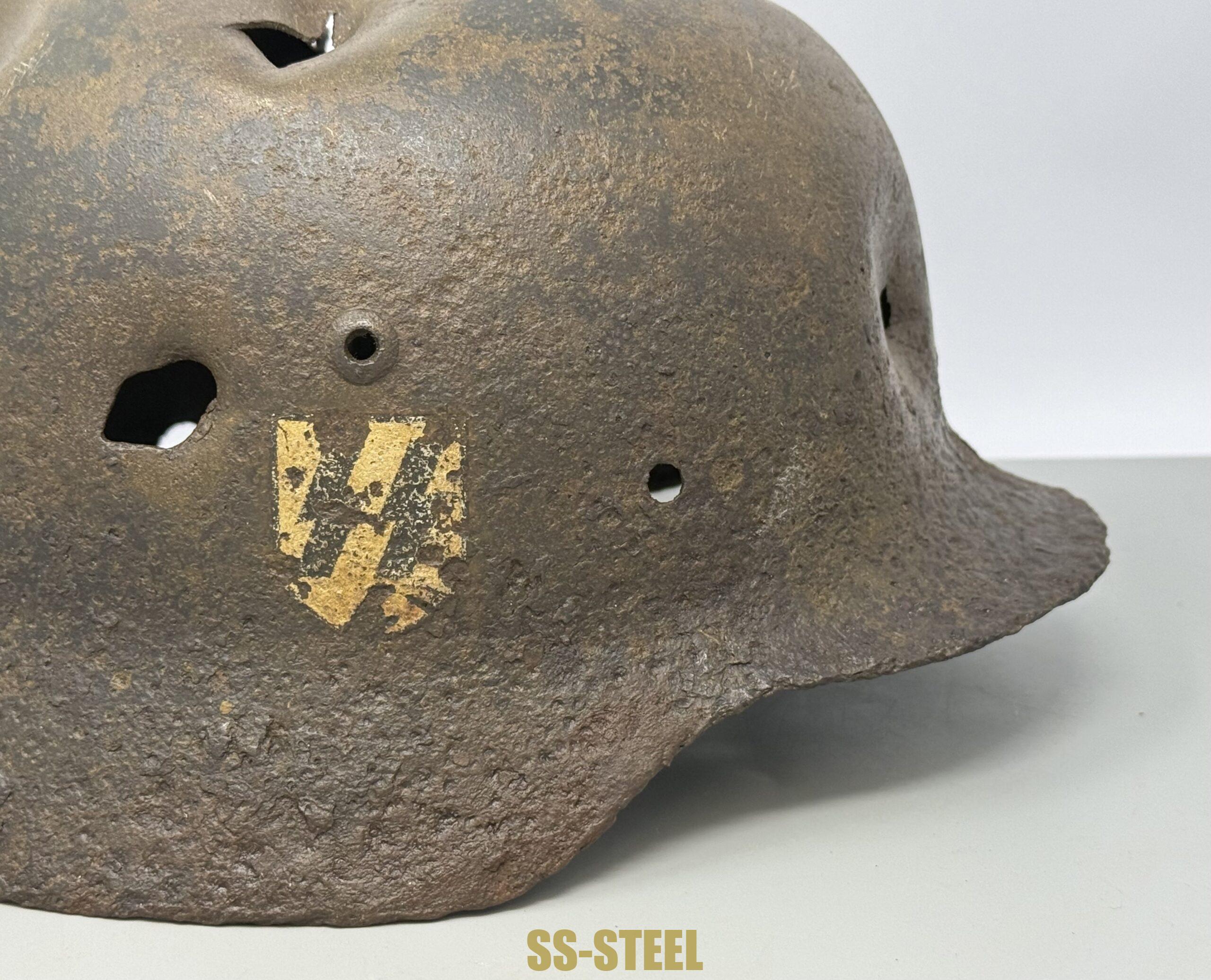 SS M35 Double Decal Helmet and M24 Grenade - Battle Damaged - Image 4