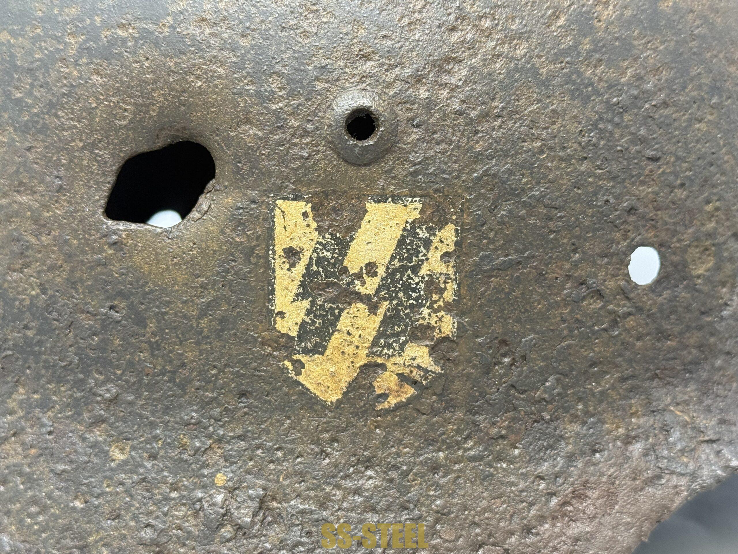 SS M35 Double Decal Helmet and M24 Grenade - Battle Damaged - Image 5