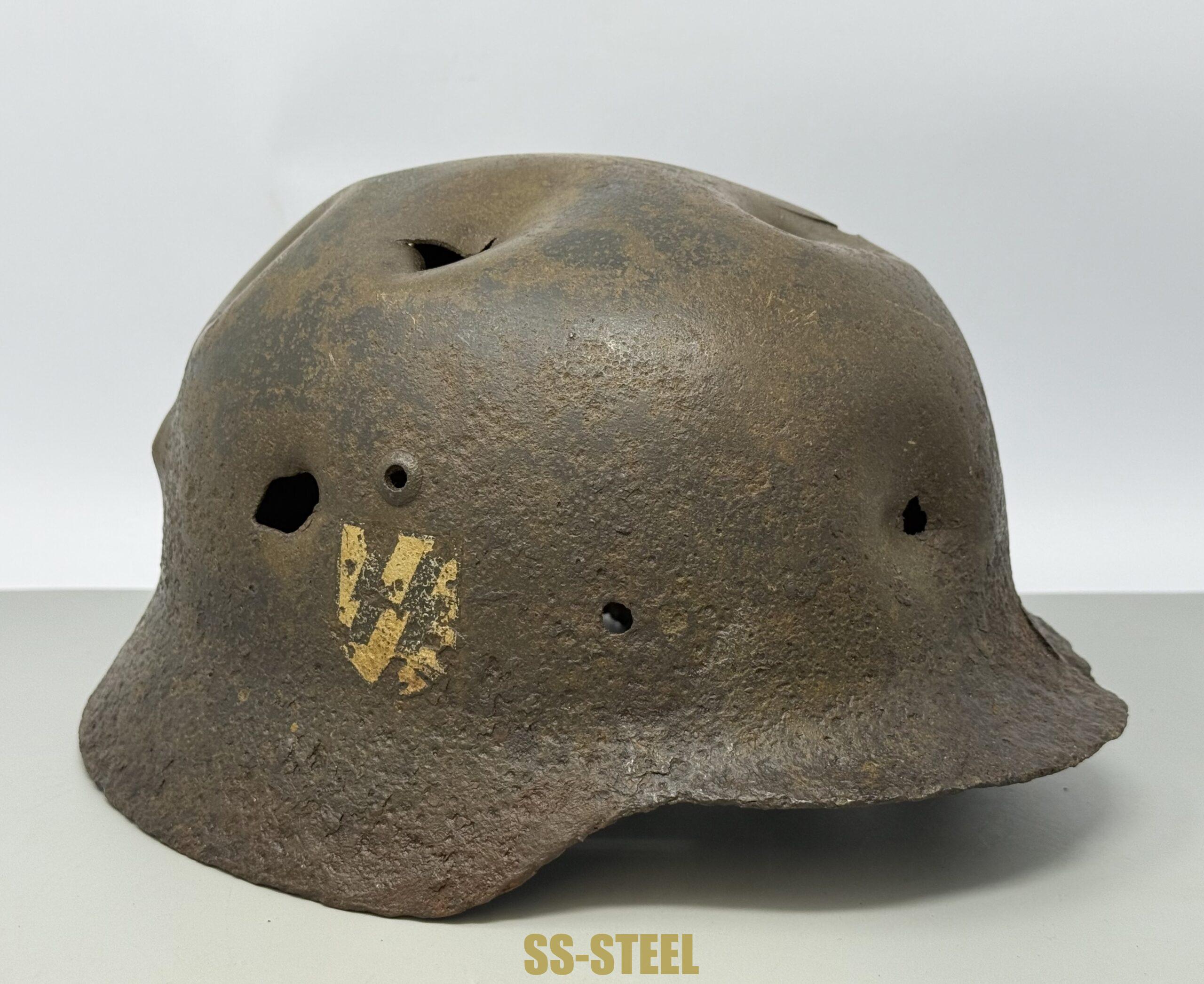 SS M35 Double Decal Helmet and M24 Grenade - Battle Damaged - Image 6