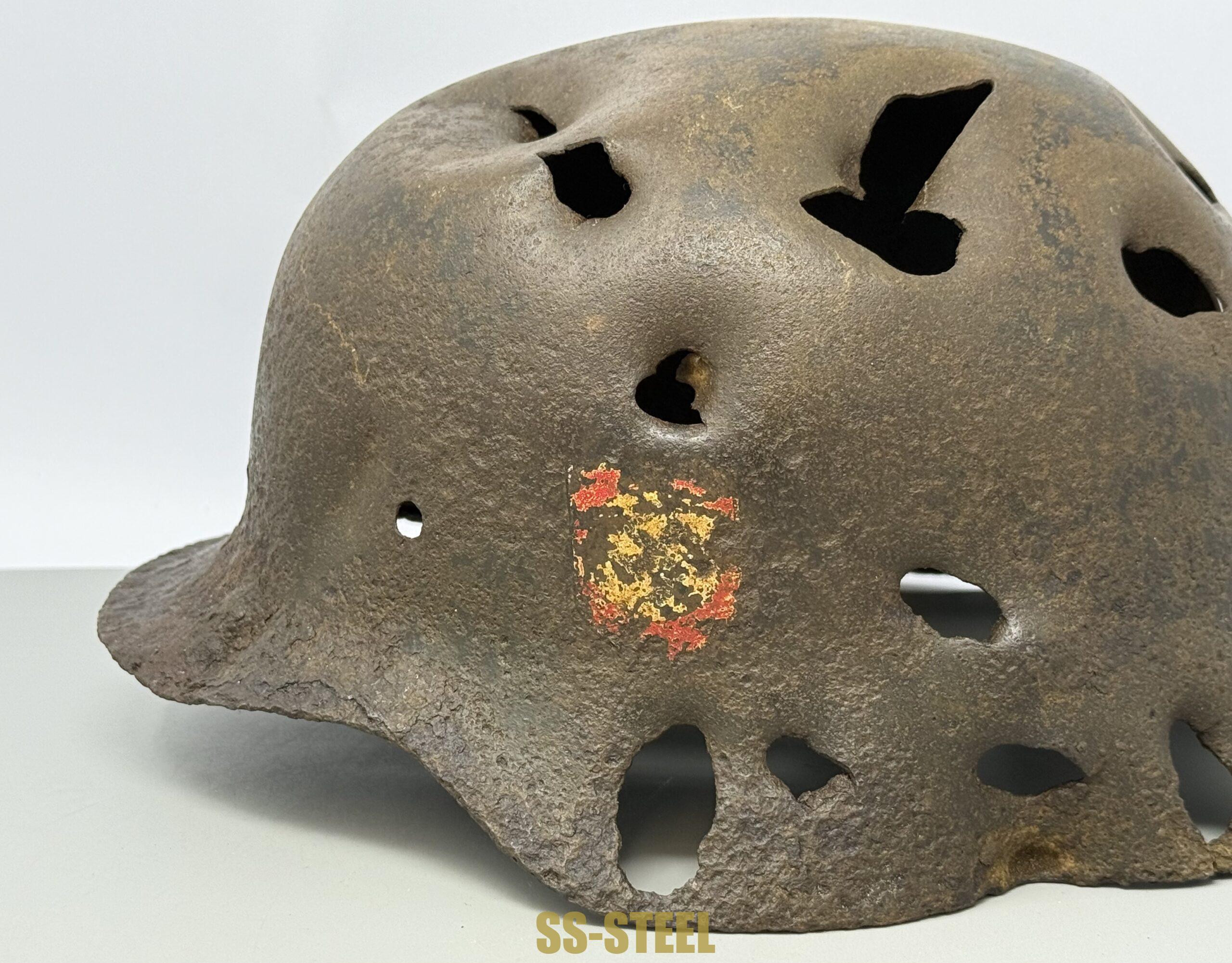 SS M35 Double Decal Helmet and M24 Grenade - Battle Damaged - Image 10