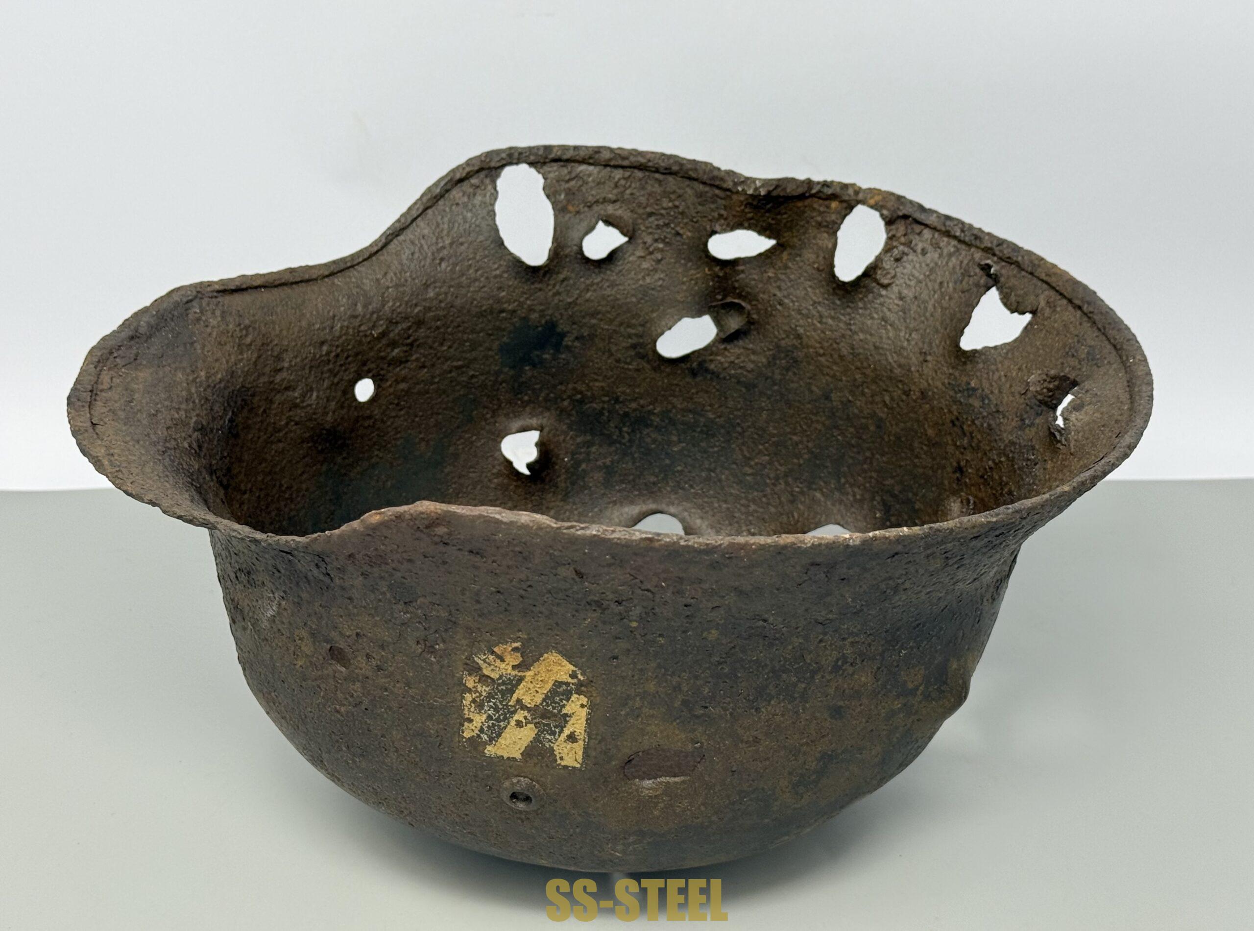 SS M35 Double Decal Helmet and M24 Grenade - Battle Damaged - Image 15