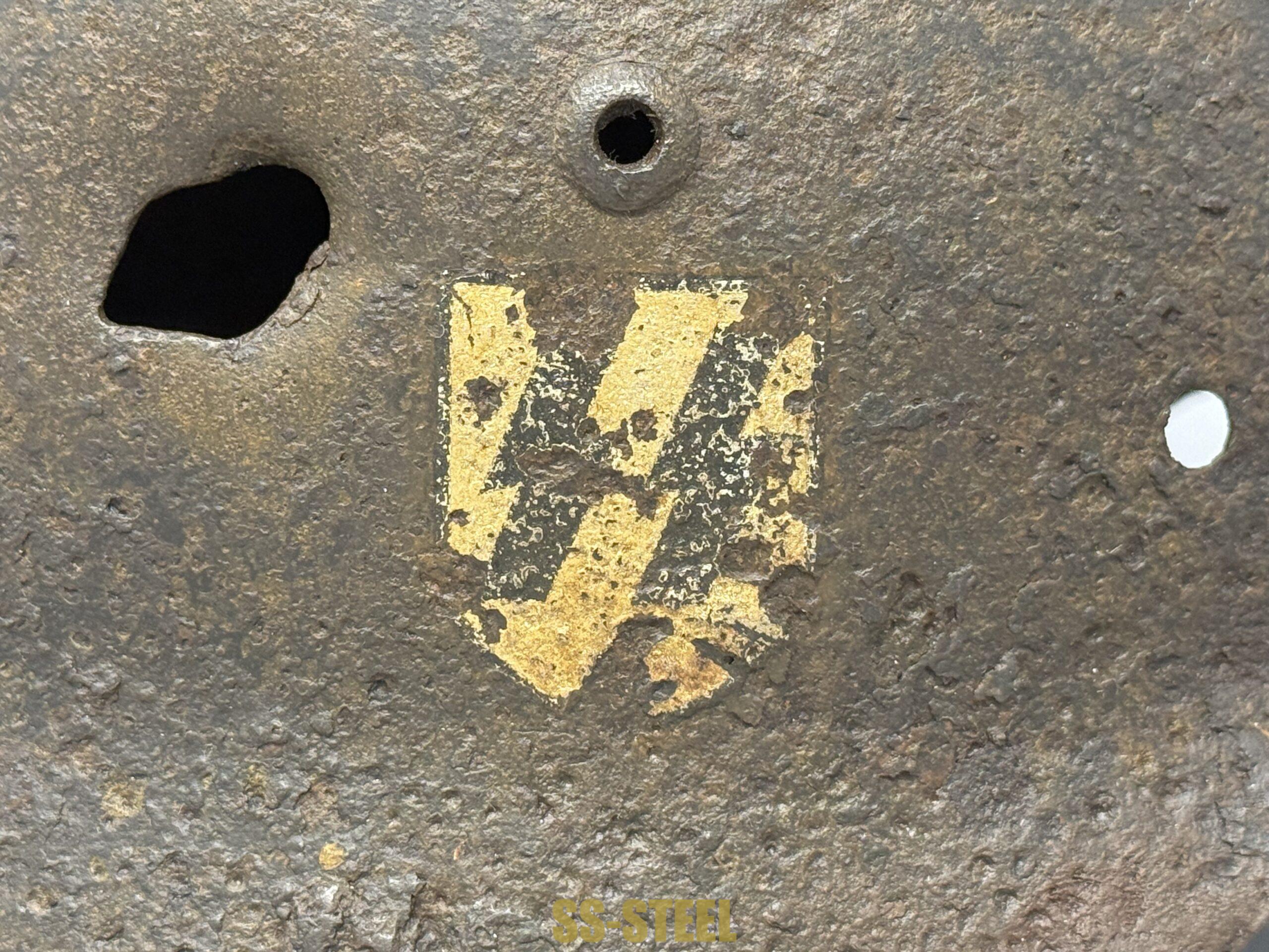 SS M35 Double Decal Helmet and M24 Grenade - Battle Damaged - Image 21