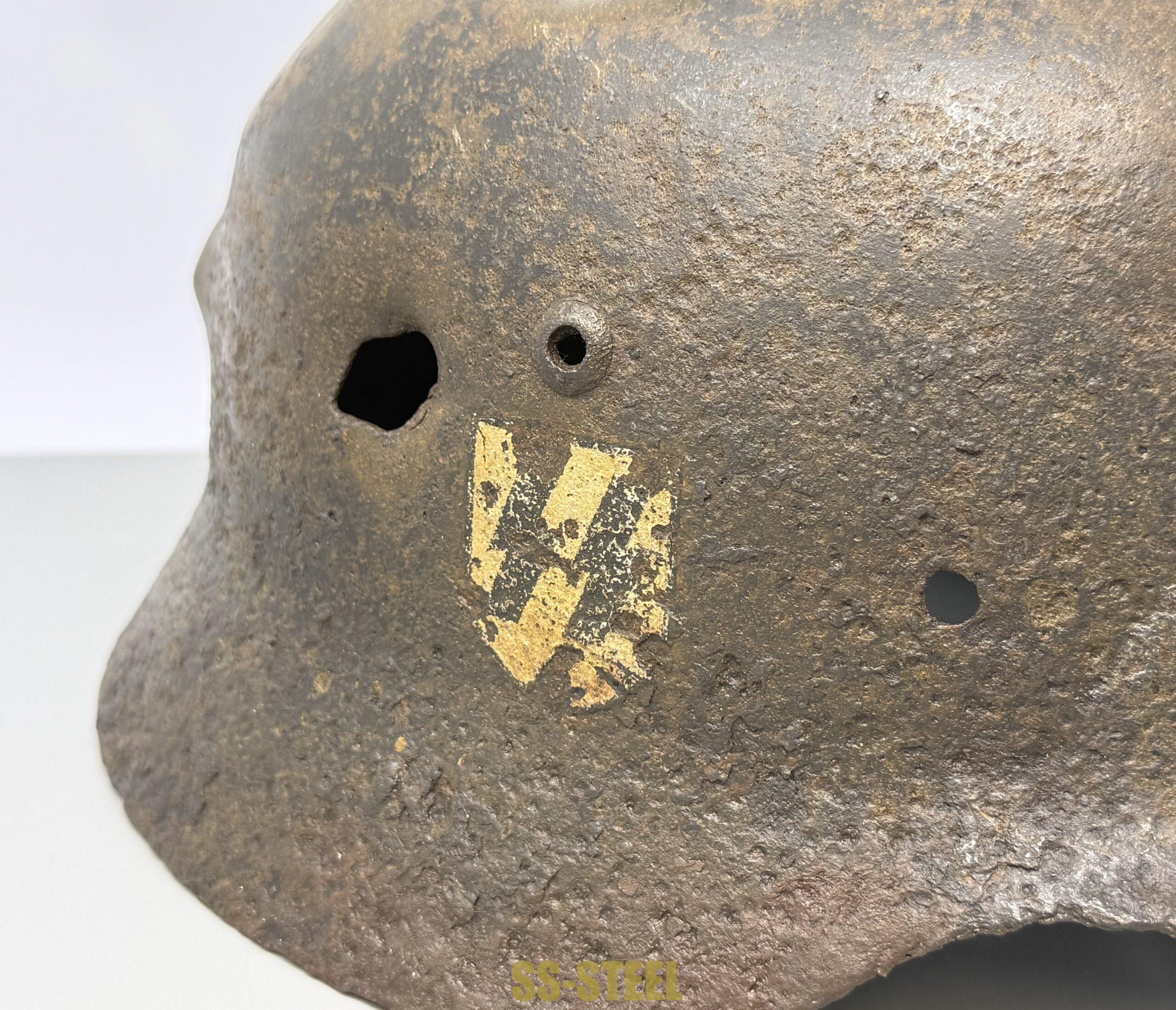 SS M35 Double Decal Helmet and M24 Grenade - Battle Damaged - Image 25