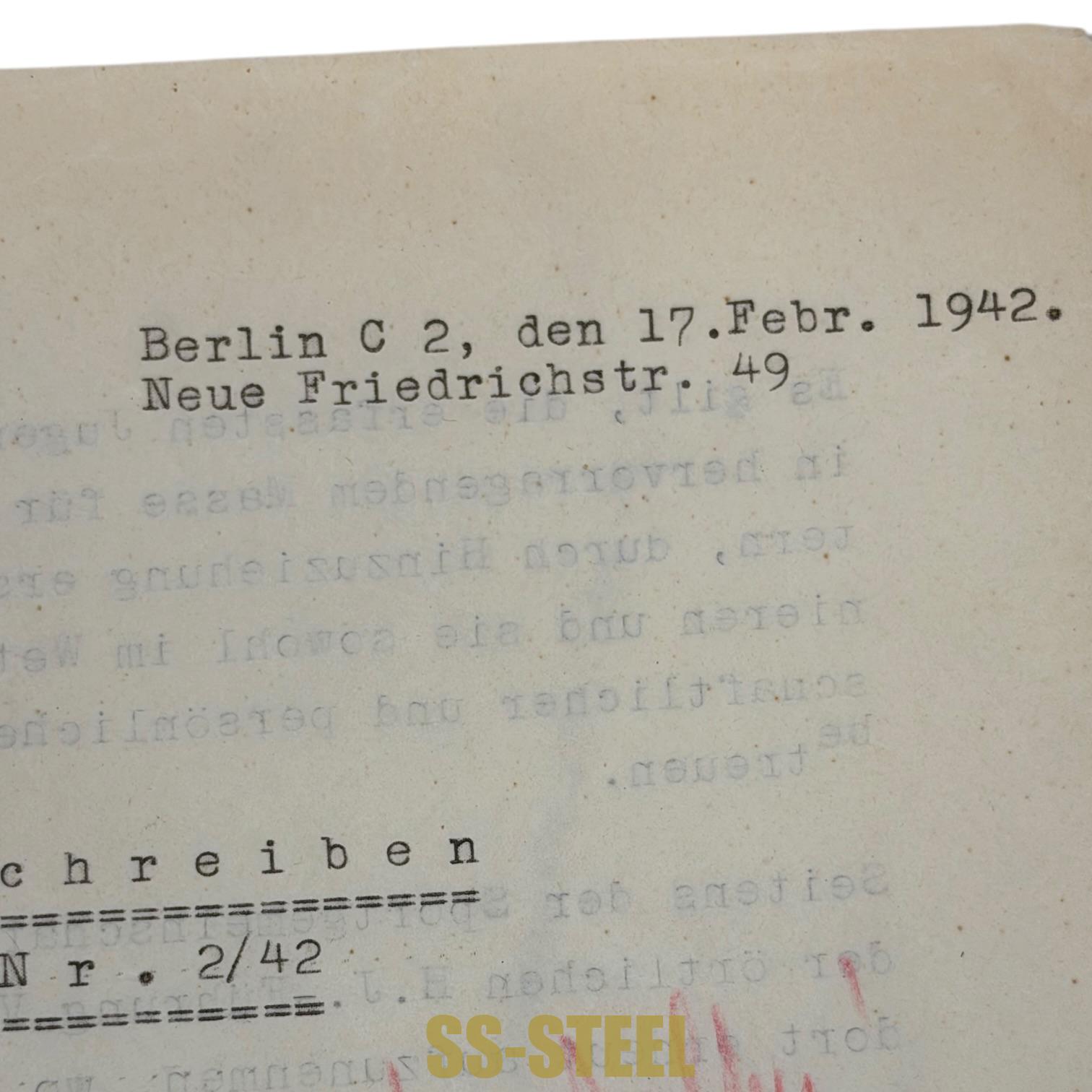 Reinhard Heydrich Signed SS Sports Association Circular on Hitler Youth Departments, Berlin 1942 - Image 4