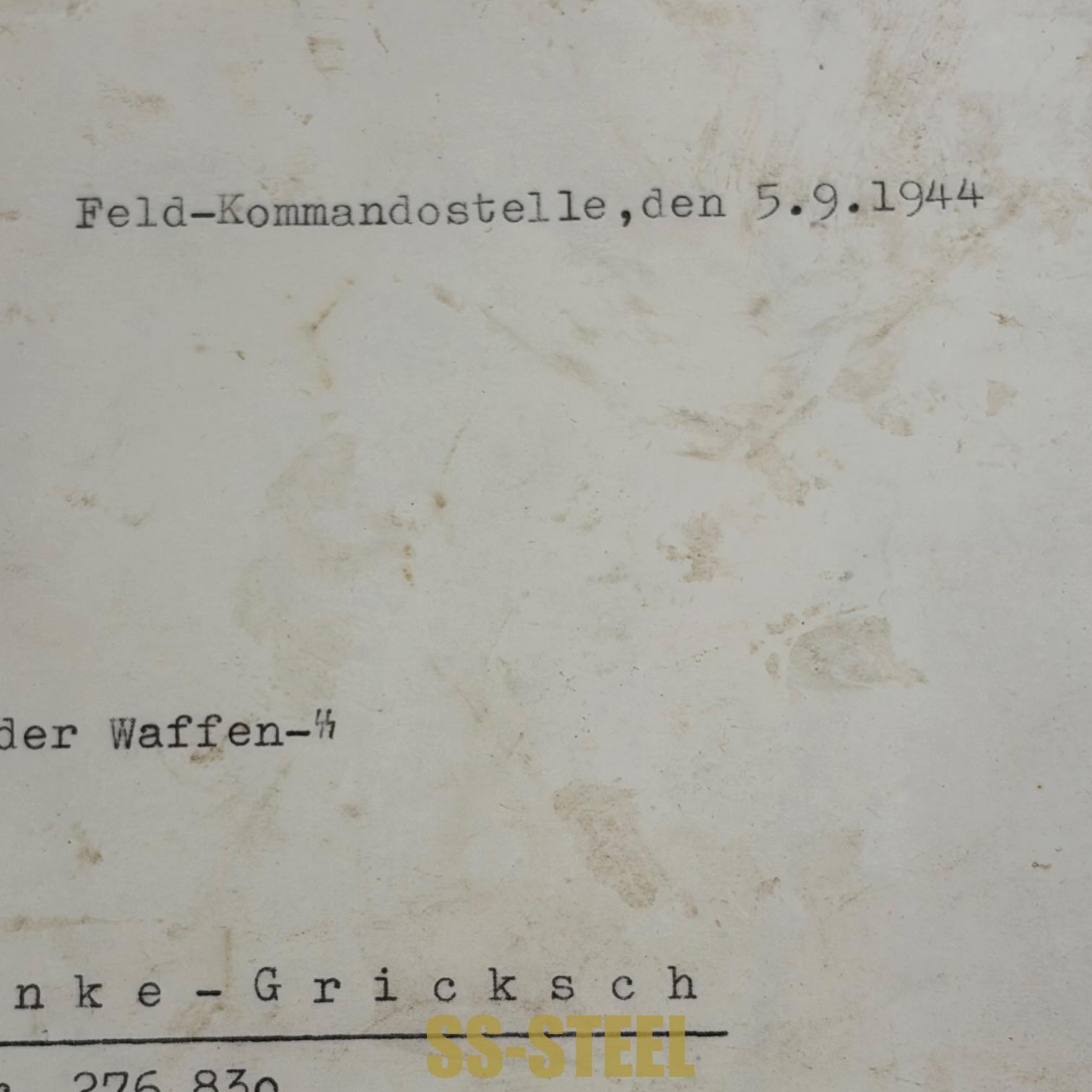 Heinrich Himmler Signed Reichsführer-SS Promotion Document for Alfred Franke-Gricksch, 1944 - Image 4